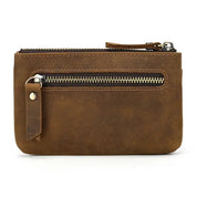 Little Coin Purse Genuine Leather Real Cowhide Men's Leather Short Wallet Mini Purse Men Women Key Wallet Card Zip With Key Ring