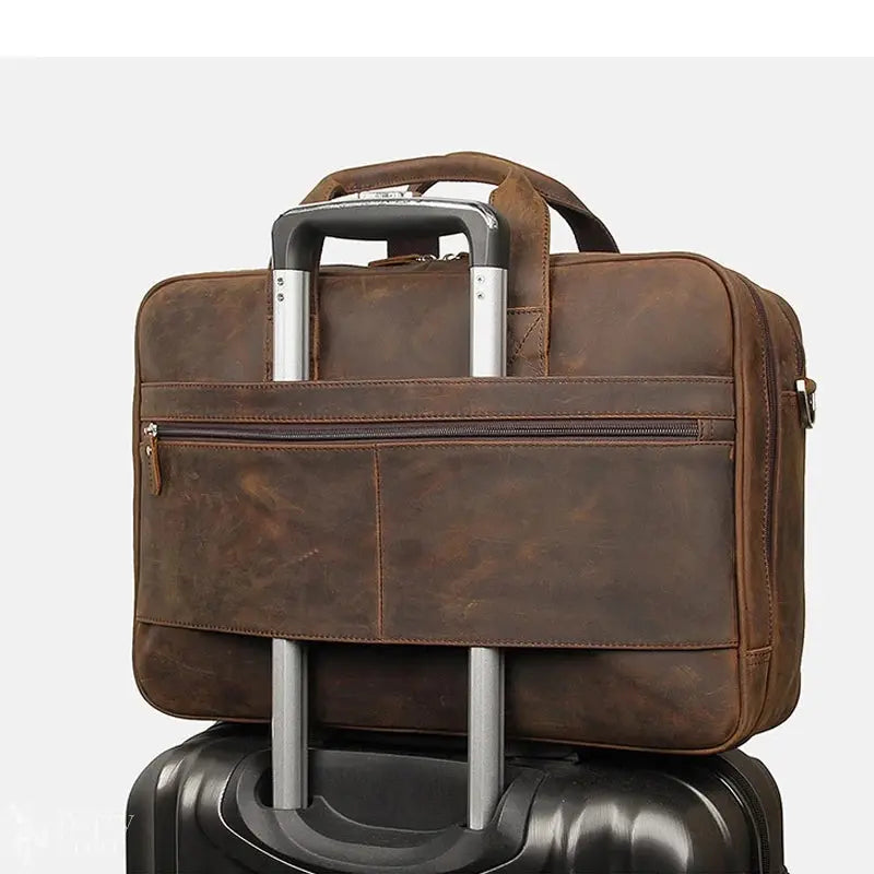 Barry Polo High-Quality Crazy Horse Leather Men’s Briefcase - 17" Laptop Bag Barry Polo