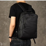 Barry Polo High Quality Leather Backpack - Black Men’s Daily Rucksack Barry Polo