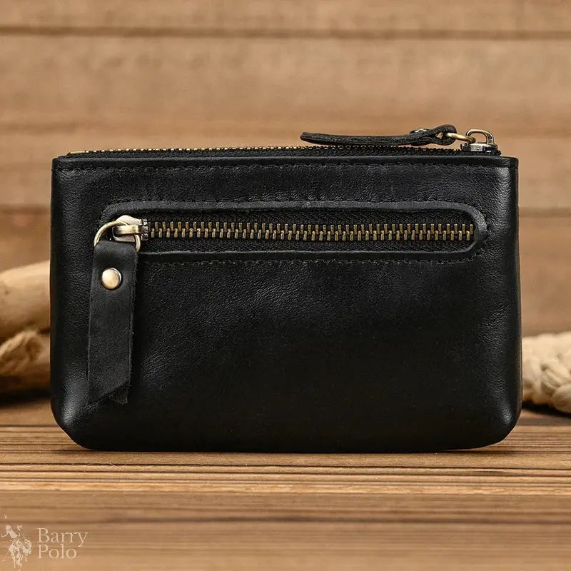 Little Coin Purse Genuine Leather Real Cowhide Men's Leather Short Wallet Mini Purse Men Women Key Wallet Card Zip With Key Ring