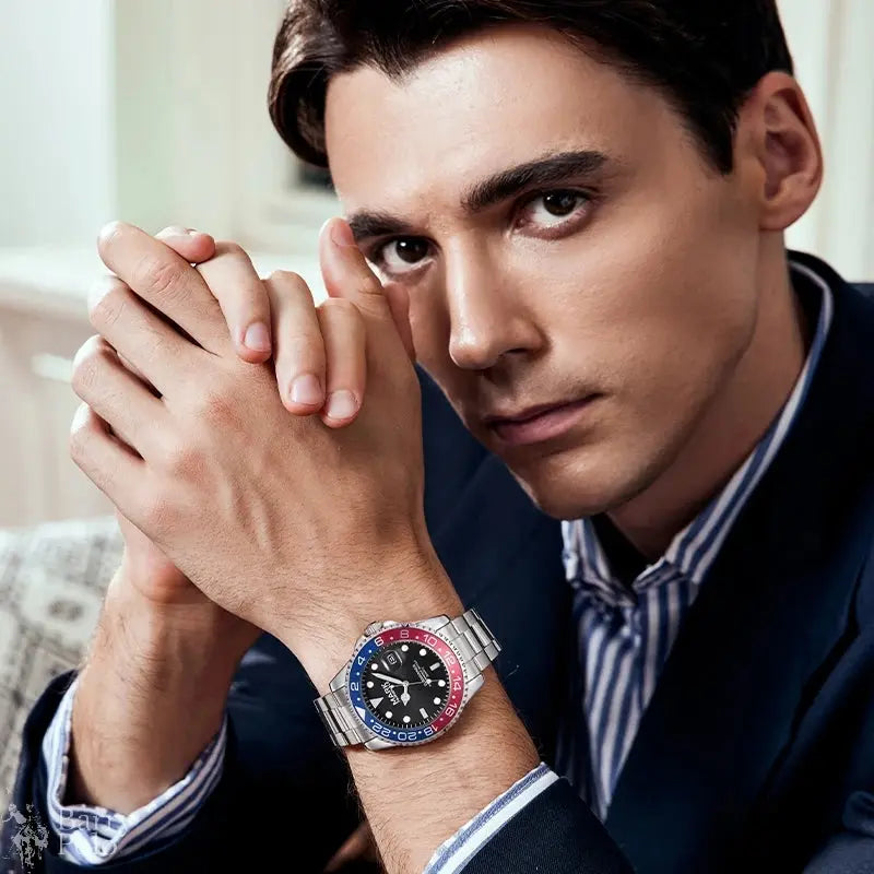 Mark Fairwhale 5140 Men's Watch Luminous Business Date Rotating Timer Waterproof Fashion Stainless Steel Quartz Wristwatch
