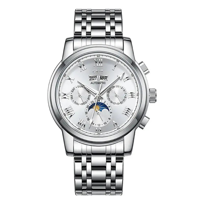 Mark Fairwhale Automatic Movement Watch Luxury Chronograph Moon Phase Calendar Waterproof Mechanical Watches for Men