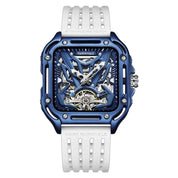 Mark Fairwhale 6530 Fashion Automatic Movement Skeleton Square Dial Sports Waterproof Mechanical Watches for Men with Box