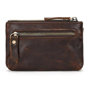 Little Coin Purse Genuine Leather Real Cowhide Men's Leather Short Wallet Mini Purse Men Women Key Wallet Card Zip With Key Ring