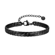 Gothic Black Cuban Chain Bracelet - Stainless Steel Miami Curb Links Barry Polo