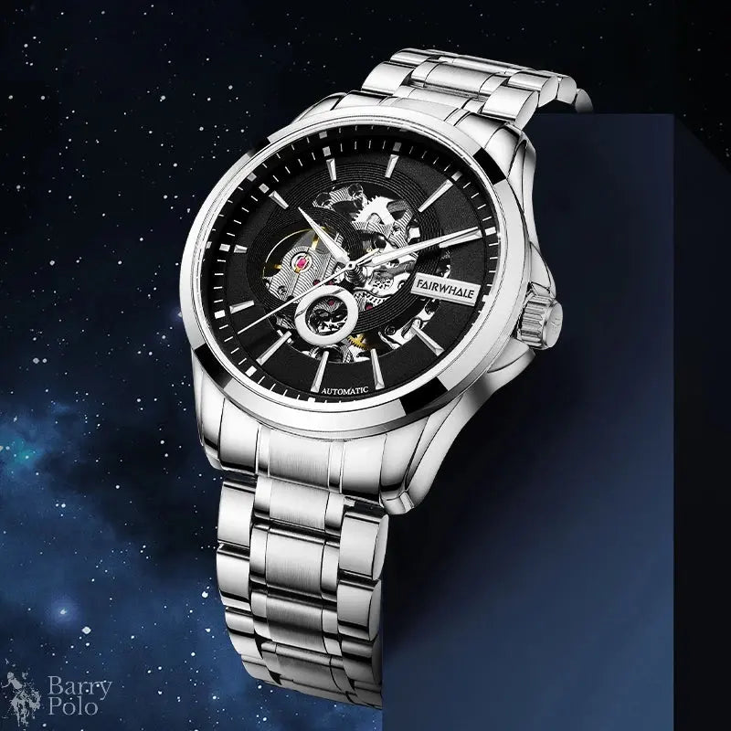Mark Fairwhale 6140 Fashion Men's Watches Hollow Out Waterproof Stainless Steel Luminous Business Mechanical Watch For Men