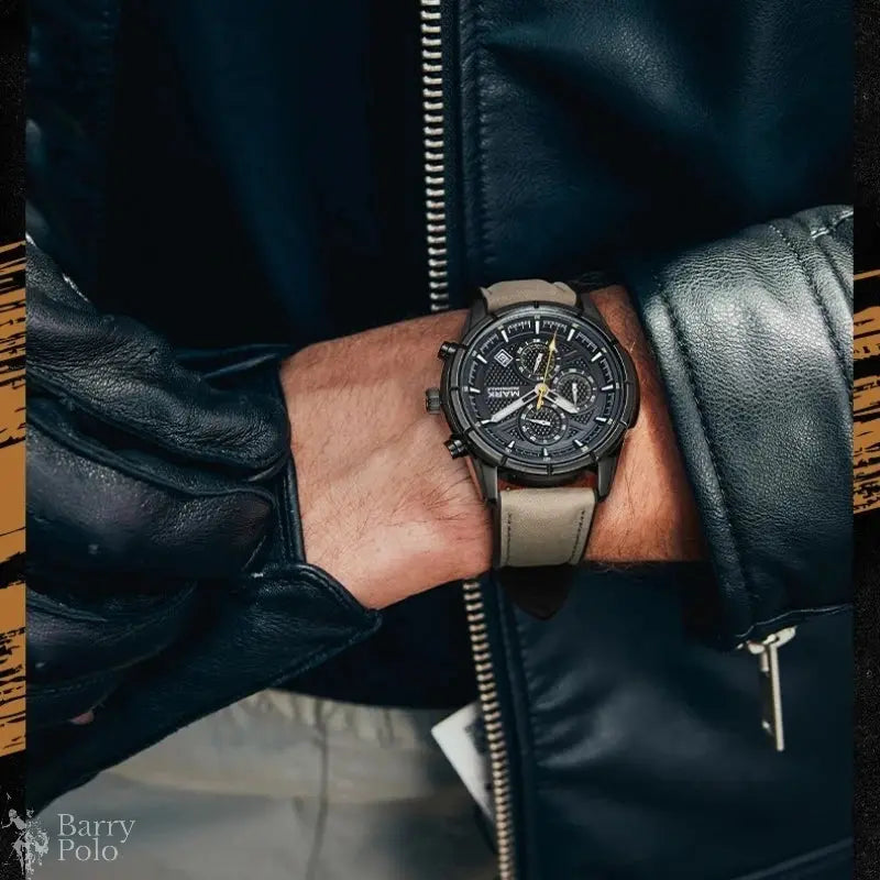 MARK FAIRWHALE Watches for Man 5024 Trend Brown High End Quartz Wristwatches MultiFunctional Date Luminous Waterproof Men Watch