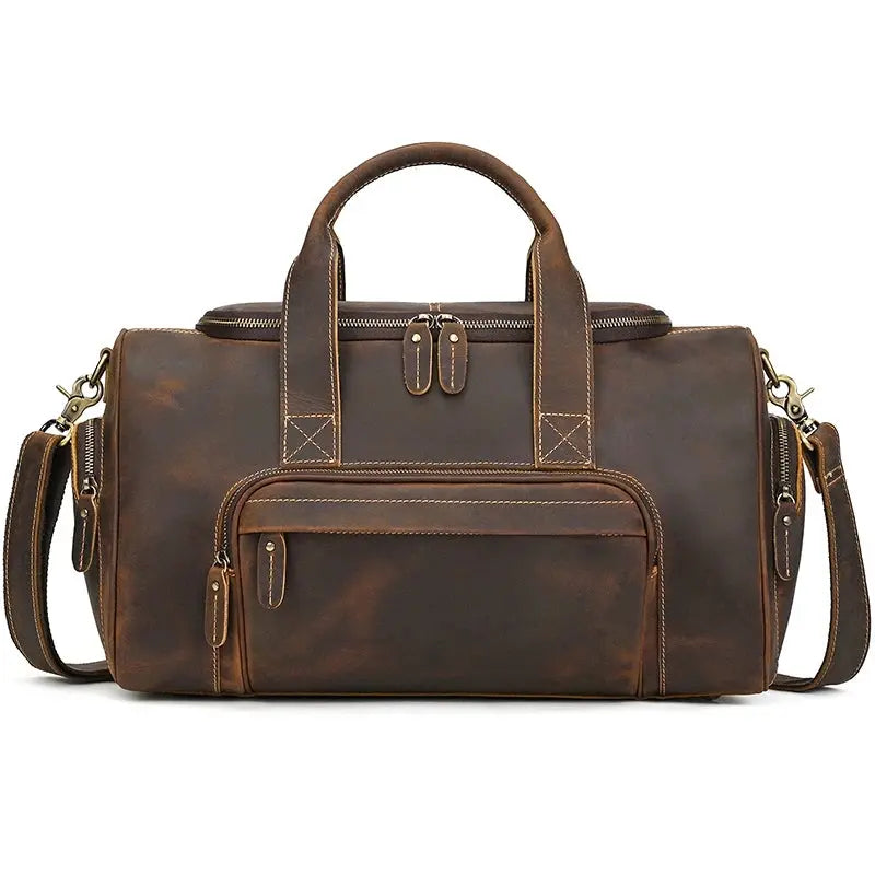 2024 New Fashion Brand Designer Business Trip Travel Bag For Man Outdoor Genuine Leather Duffle Bag Male Coffee Handbag Totes