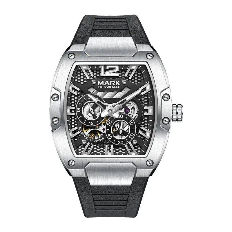 Mark Fairwhale Automatic Movement Men Watches Fashion Casual Sport Rubber Band Waterproof Mechanical Watch