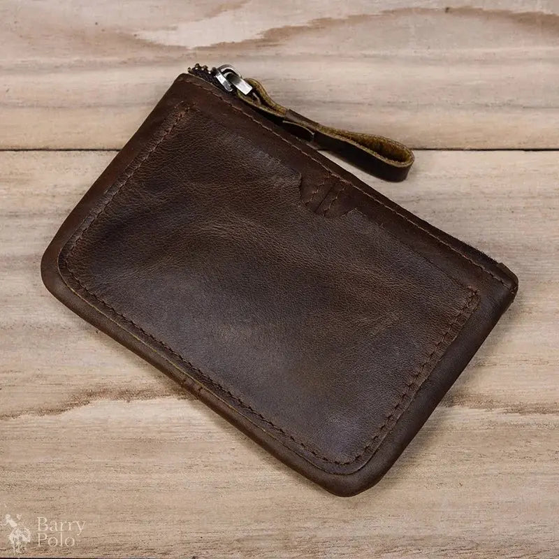 Little Coin Purse Genuine Leather Real Cowhide Men's Leather Short Wallet Mini Purse Men Women Key Wallet Card Zip With Key Ring