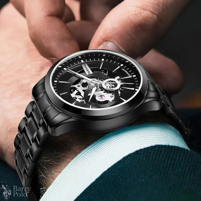 Mark Fairwhale 6140 Fashion Men's Watches Hollow Out Waterproof Stainless Steel Luminous Business Mechanical Watch For Men
