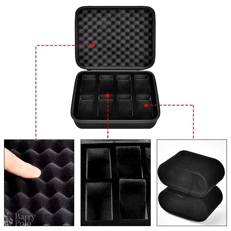 8 Slots Watch Box Organizer/Men Watch Display Storage Case Fits All Wristwatches and Smart Watches up to 42mm