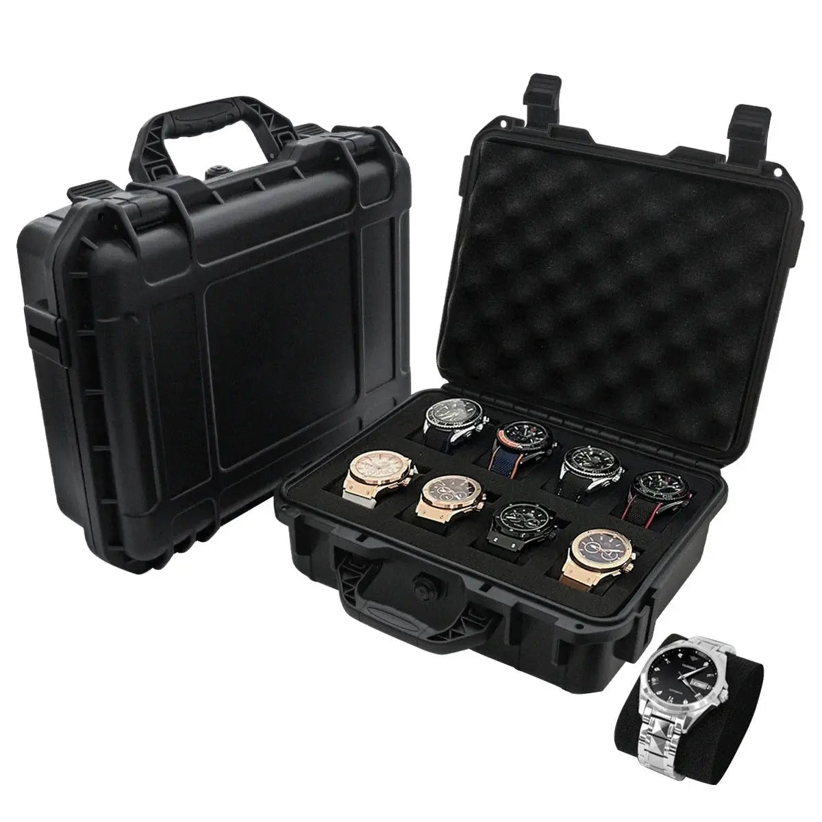 8/15 Slots Waterproof Watch Box,Collection Watch Antique Portable Moisture-proof Mildew-proof Protective Safety Case With Sponge