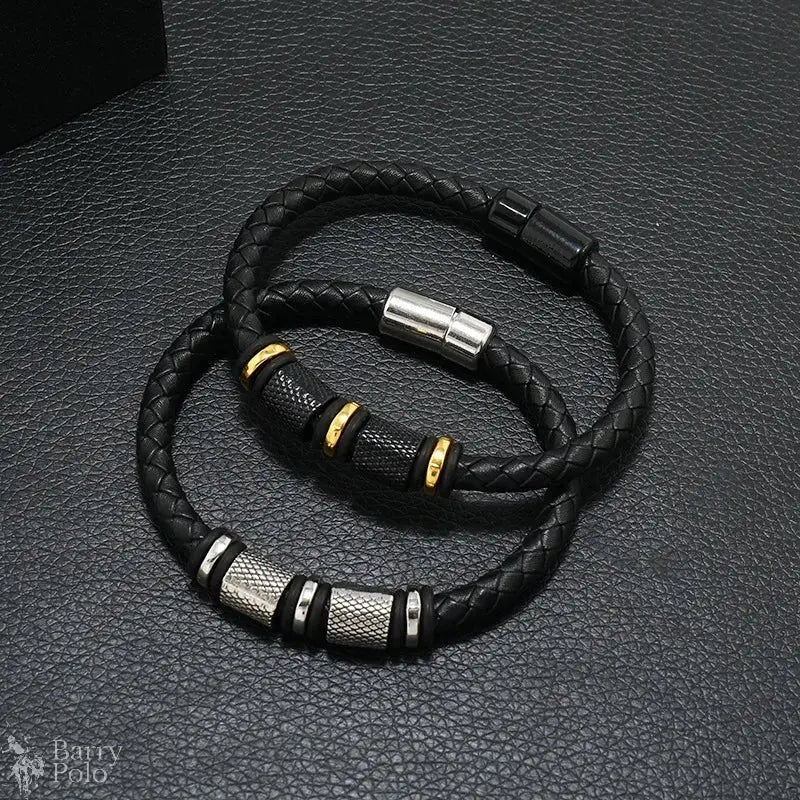 Barry Polo New Men’s Leather Romance Attract Magnetic Bracelet - Punk Gift Barry Polo