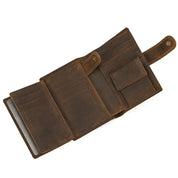Newsbirds Vintage Leather Short Wallet For Men Male Short Purse With Clip Buton Bifold Wallet With Coin Purse Pocket