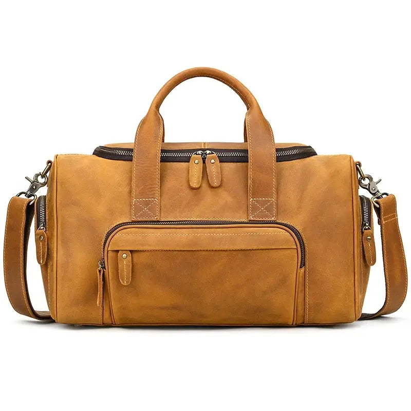 2024 New Fashion Brand Designer Business Trip Travel Bag For Man Outdoor Genuine Leather Duffle Bag Male Coffee Handbag Totes