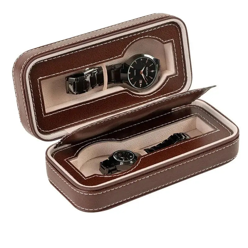 New Travel Dustproof Embedded Watch Box Zipper Portable PU Leather Storage Case Watch Display Box For Trips And Gift Storage Bag