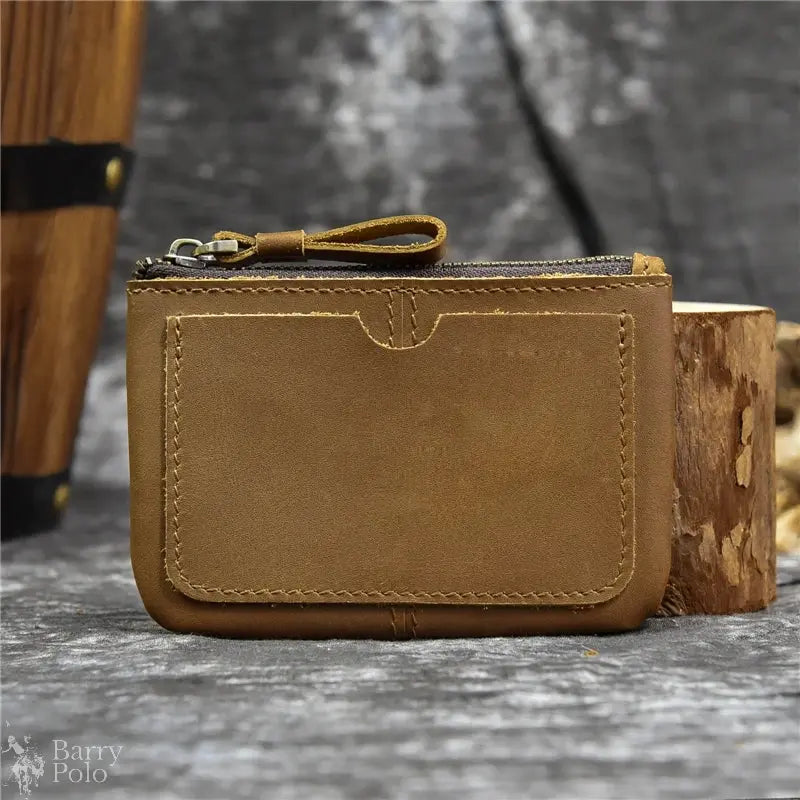 Little Coin Purse Genuine Leather Real Cowhide Men's Leather Short Wallet Mini Purse Men Women Key Wallet Card Zip With Key Ring