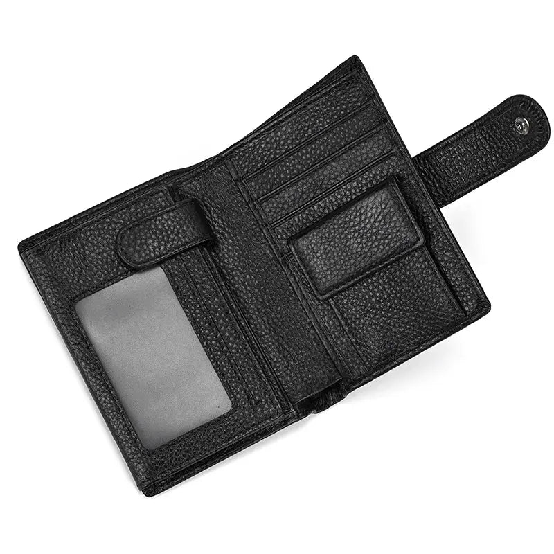 Newsbirds Vintage Leather Short Wallet For Men Male Short Purse With Clip Buton Bifold Wallet With Coin Purse Pocket