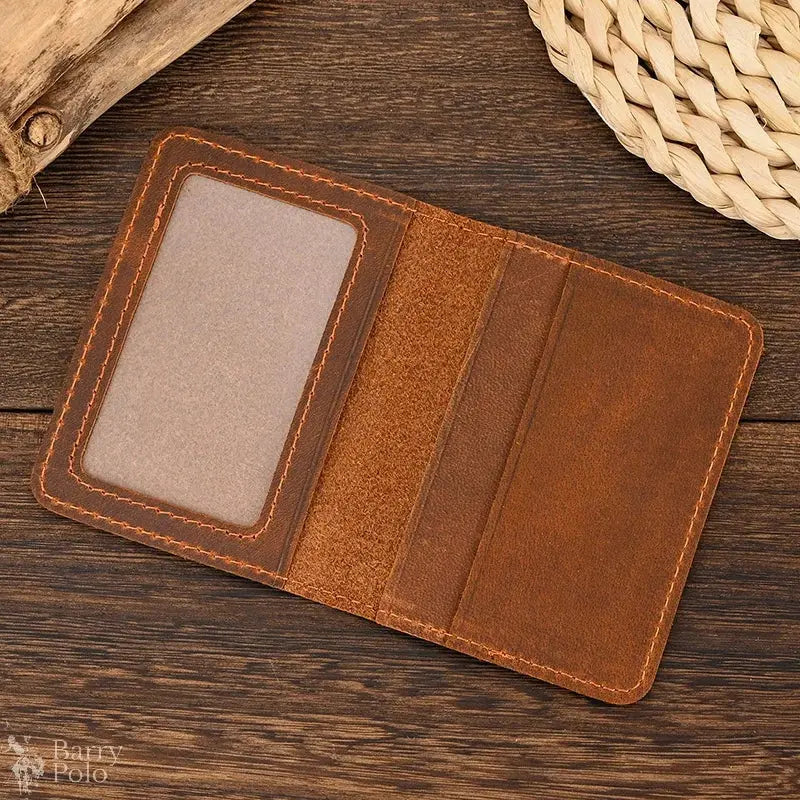Vintage Leather Driver License Wallet Men Women Genuine Leather Slim Wallet Organizer Cover Male Female Minimalist Card Holder