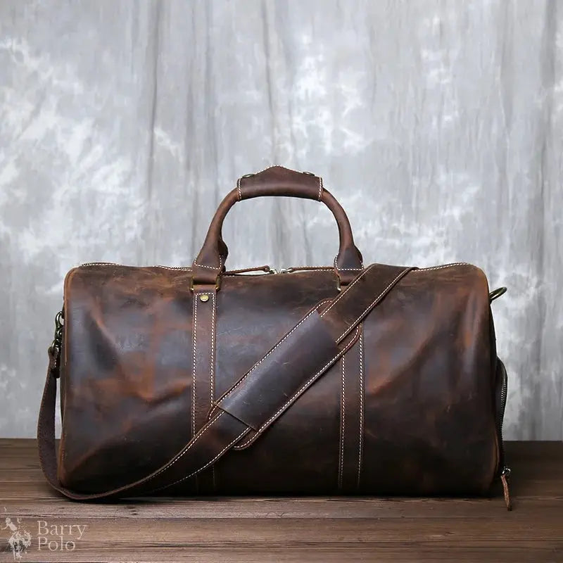 New Retro Male Carry-on Bag Europe And America Crazy Horse Leather Travel Bag Layer Cowhide Large Capacity Single Shoulder Bag