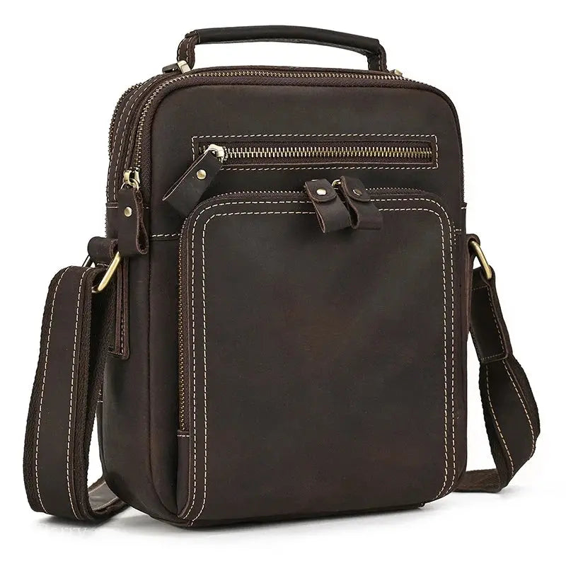 Newsbirds Leather Shoulder Bag Vintage Style Crossbody Bag Books School Bag Of Men Male Daily Messenger Bag Crazy Horse Skin