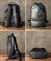 Barry Polo High Quality Leather Backpack - Black Men’s Daily Rucksack Barry Polo