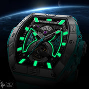 BONEST GATTI Men Automatic Watch Mechanical Wristwatch Luminous Tonneau Case Rubber Strap Stainless Steel Watches