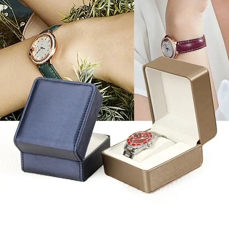 Single Wooden Wrist Watch Box PU Leather Watch Box Single Display Luxury Storage for Case For Wristwatches for Smart Wat