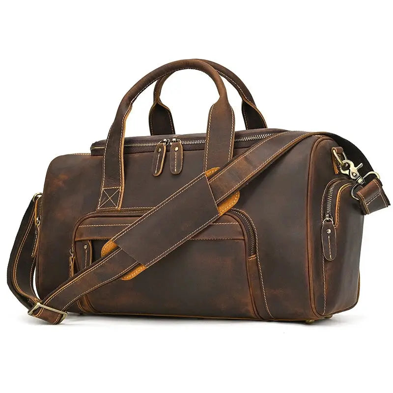 2024 New Fashion Brand Designer Business Trip Travel Bag For Man Outdoor Genuine Leather Duffle Bag Male Coffee Handbag Totes