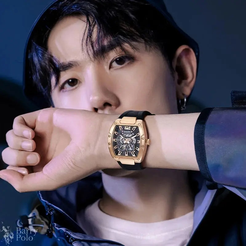 Mark Fairwhale Automatic Movement Men Watches Fashion Casual Sport Rubber Band Waterproof Mechanical Watch