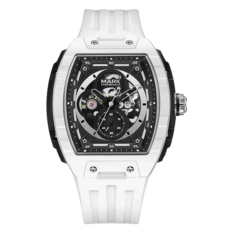 Mark Fairwhale 6003 Men's Mechanical Watches Automatic Tonneau Dial Luminous Waterproof Rubber Strap Men Watches
