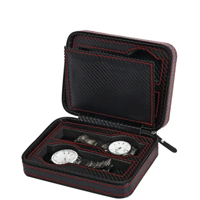 New Travel Dustproof Embedded Watch Box Zipper Portable PU Leather Storage Case Watch Display Box For Trips And Gift Storage Bag