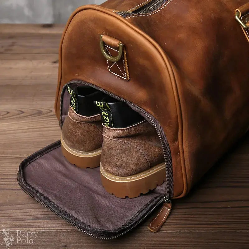 New Retro Male Carry-on Bag Europe And America Crazy Horse Leather Travel Bag Layer Cowhide Large Capacity Single Shoulder Bag