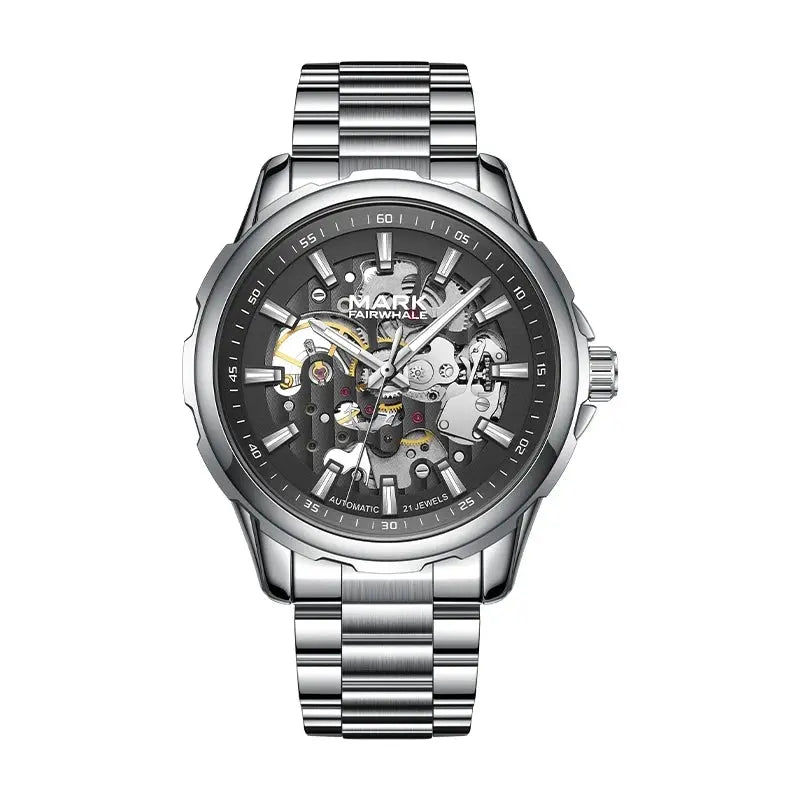 MARK FAIRWHALE 6950 Male Clock Automatic Movement Luminous Waterproof Stainless Steel Business Mechanical Watches for Man