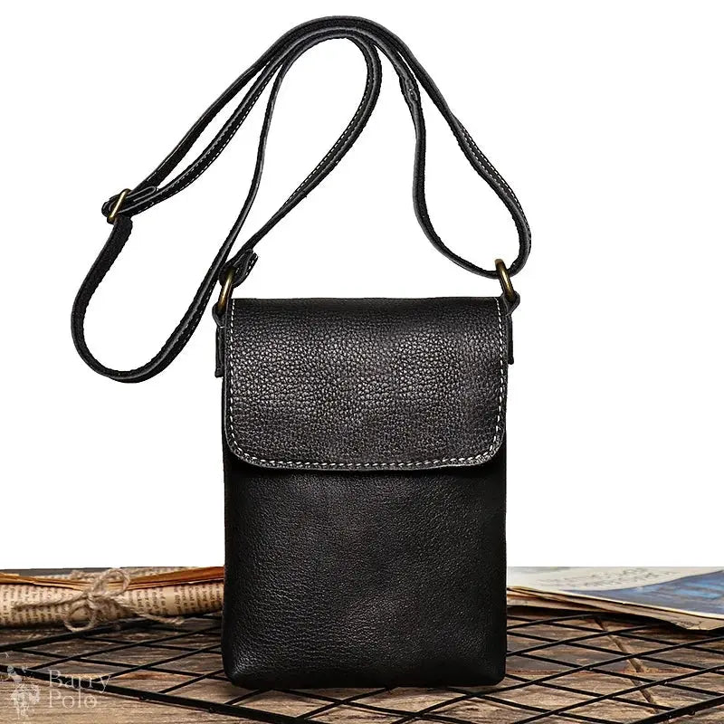 Genuine Leather Cellphone Pouch With Shoulder Strap Men Women Shoulder Bag Small Crossbody Bag Fashion Sling Bag For Outdoor