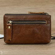 Little Coin Purse Genuine Leather Real Cowhide Men's Leather Short Wallet Mini Purse Men Women Key Wallet Card Zip With Key Ring